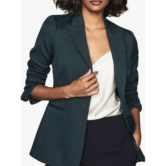 NWT REISS Neya Tailored Blazer petrol blue Women's Size 2 - Picture 2 of 14